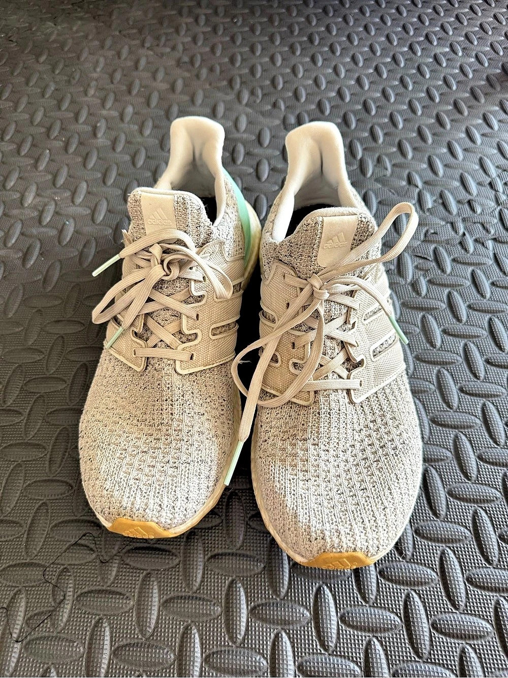 adidas Ultraboost Knit Running Shoes in Beige & Green - Picture 2 of 5